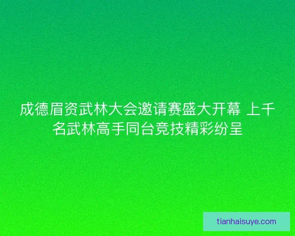 成德眉资武林大会邀请赛盛大开幕 上千名武林高手同台竞技精彩纷呈