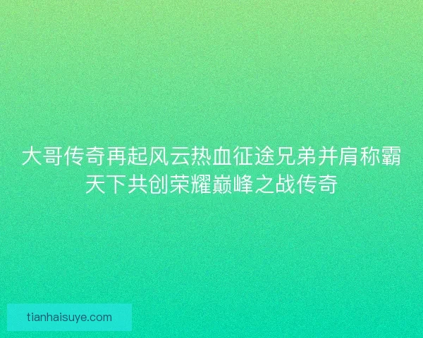大哥传奇再起风云热血征途兄弟并肩称霸天下共创荣耀巅峰之战传奇